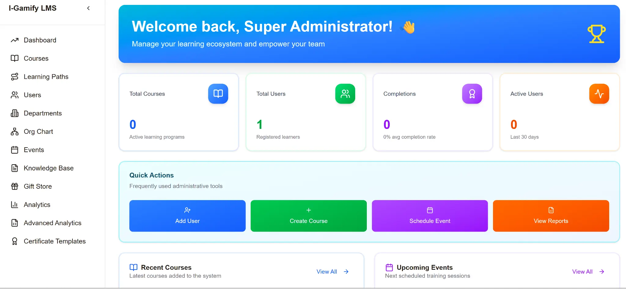 I-Gamify LMS Dashboard